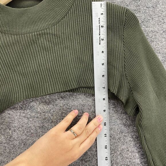 New Ashley Stewart Cropped Top Women 14/16 Gray High Neck Long Sleeve Rayon - Picture 8 of 9